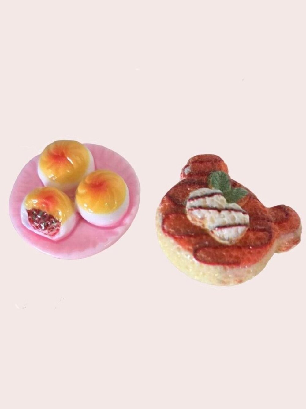 NEW Handmade 2 pc Mini Neodymium Magnet Steamed Dumpling Bun Bear Pancake